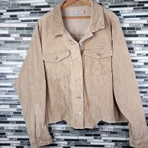 Glitzy Girls 3X Plus Size Tan Heavy Corduroy Cropped Jacket Grunge
